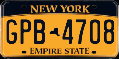 NY license plate GPB4708