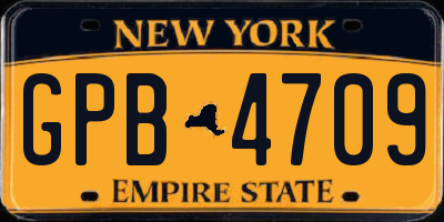 NY license plate GPB4709