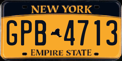 NY license plate GPB4713