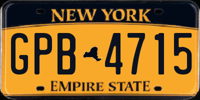 NY license plate GPB4715
