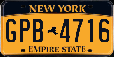 NY license plate GPB4716