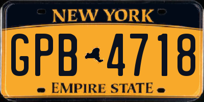 NY license plate GPB4718