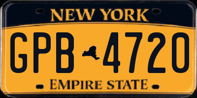 NY license plate GPB4720
