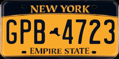 NY license plate GPB4723