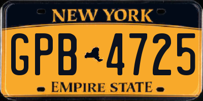 NY license plate GPB4725