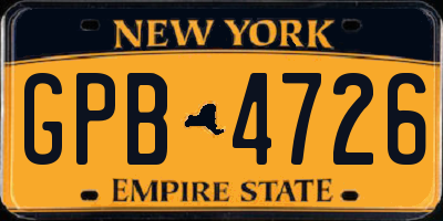 NY license plate GPB4726