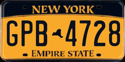 NY license plate GPB4728
