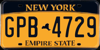 NY license plate GPB4729