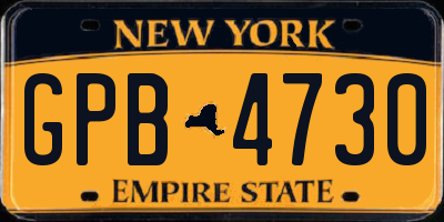 NY license plate GPB4730