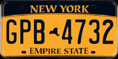 NY license plate GPB4732