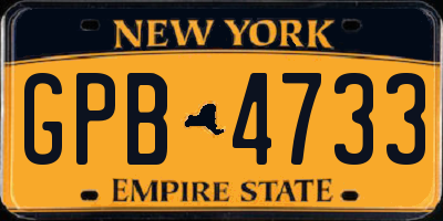 NY license plate GPB4733
