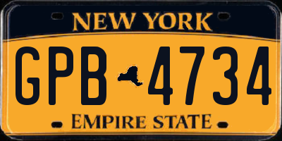 NY license plate GPB4734