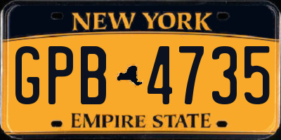 NY license plate GPB4735