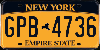 NY license plate GPB4736