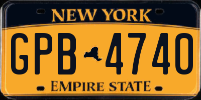 NY license plate GPB4740