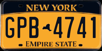 NY license plate GPB4741