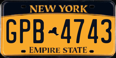 NY license plate GPB4743