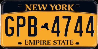 NY license plate GPB4744