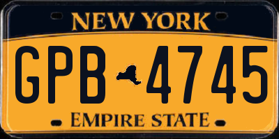 NY license plate GPB4745