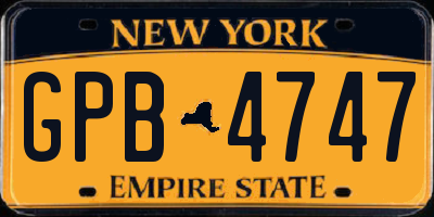 NY license plate GPB4747