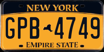 NY license plate GPB4749