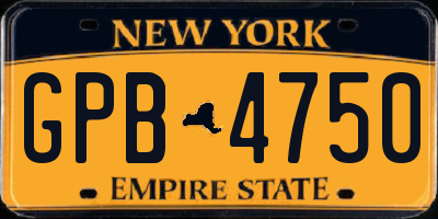 NY license plate GPB4750