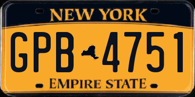 NY license plate GPB4751