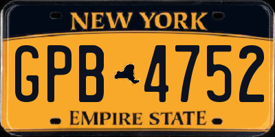 NY license plate GPB4752