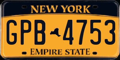 NY license plate GPB4753