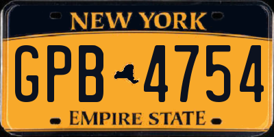NY license plate GPB4754