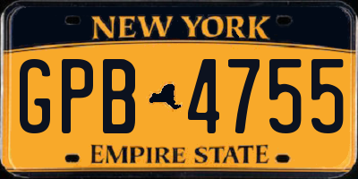 NY license plate GPB4755