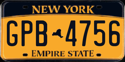 NY license plate GPB4756
