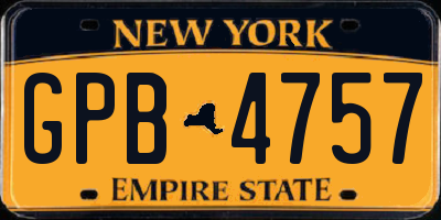 NY license plate GPB4757