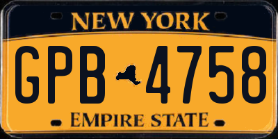 NY license plate GPB4758