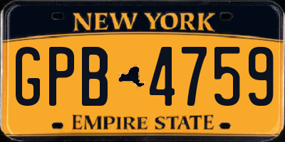 NY license plate GPB4759
