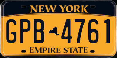 NY license plate GPB4761
