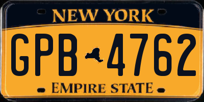 NY license plate GPB4762
