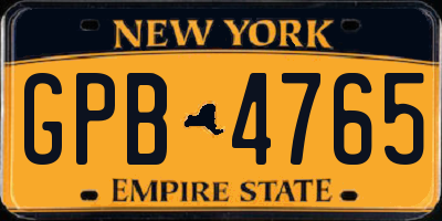 NY license plate GPB4765