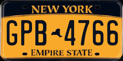 NY license plate GPB4766