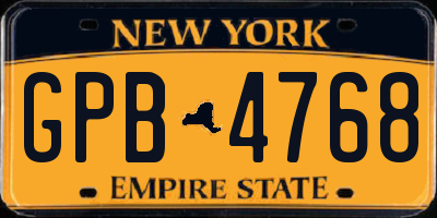 NY license plate GPB4768