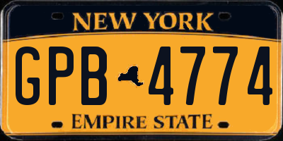 NY license plate GPB4774