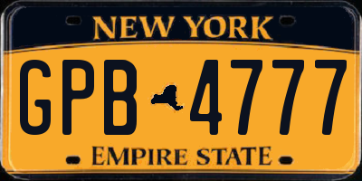 NY license plate GPB4777