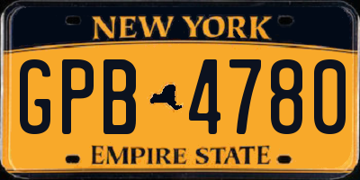 NY license plate GPB4780