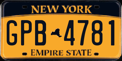 NY license plate GPB4781