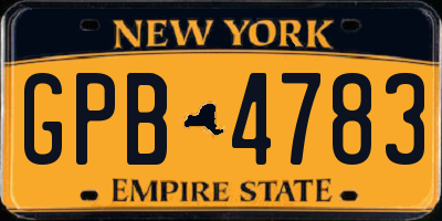 NY license plate GPB4783