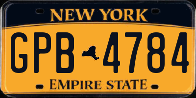 NY license plate GPB4784