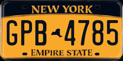 NY license plate GPB4785