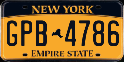 NY license plate GPB4786