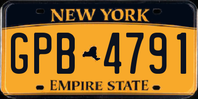 NY license plate GPB4791
