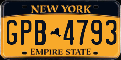 NY license plate GPB4793